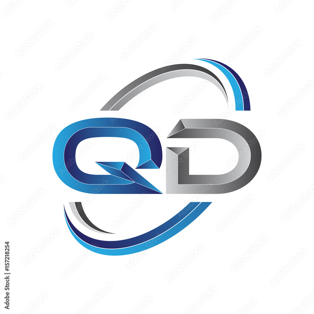 Simple initial letter logo modern swoosh QD Simple initial letter logo modern swoosh QD