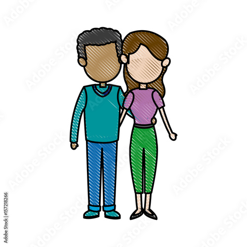 cartoon couple. family people together image vector illustration