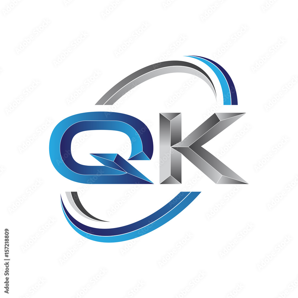 Simple initial letter logo modern swoosh QK Simple initial letter logo modern swoosh QK