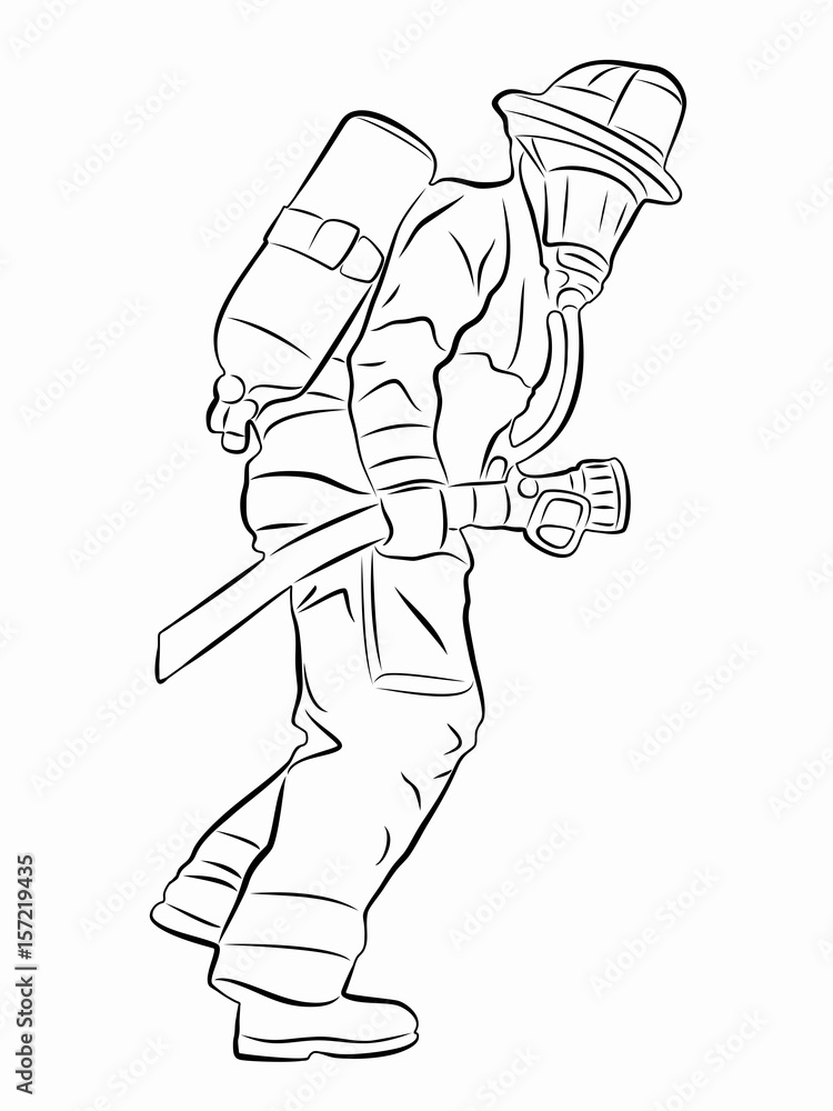 Fototapeta premium silhouette of a fireman, vector draw