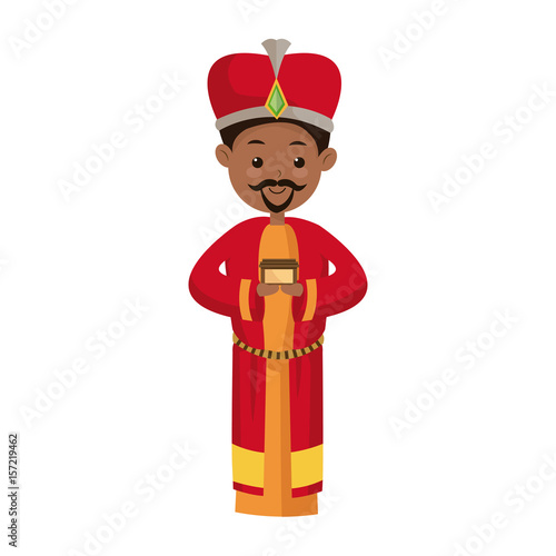 cute cartoon wise king manger character vector illustration