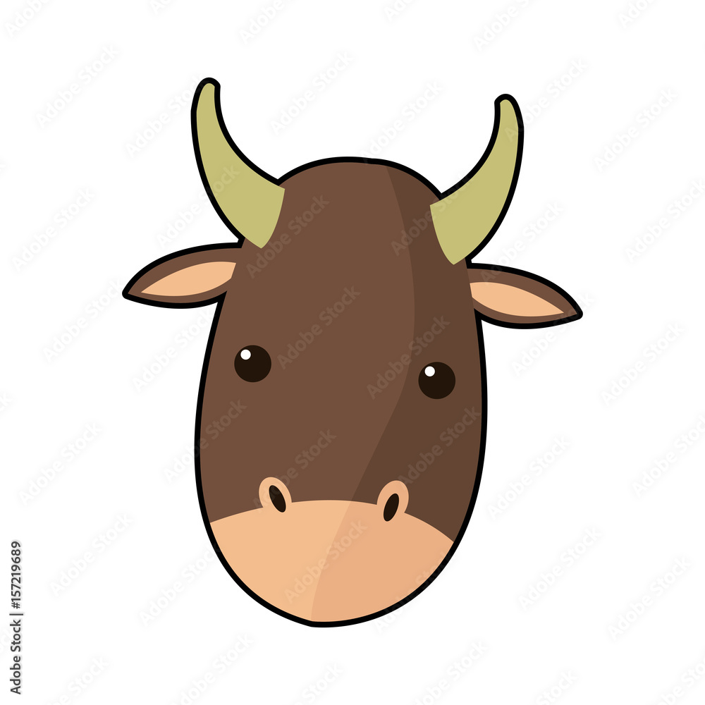 cartoon cute ox animal manger character vector illustration Stock ...