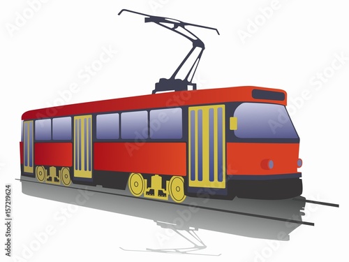 illustration of tram. vector drawing