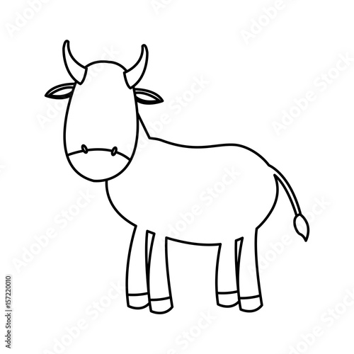 outlined cow manger animal nativity vector illustration