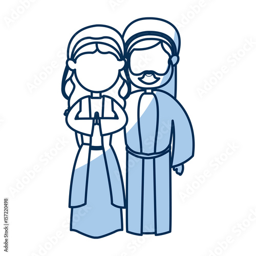 outlined couple virgin mary and joseph nativity image vector illustration