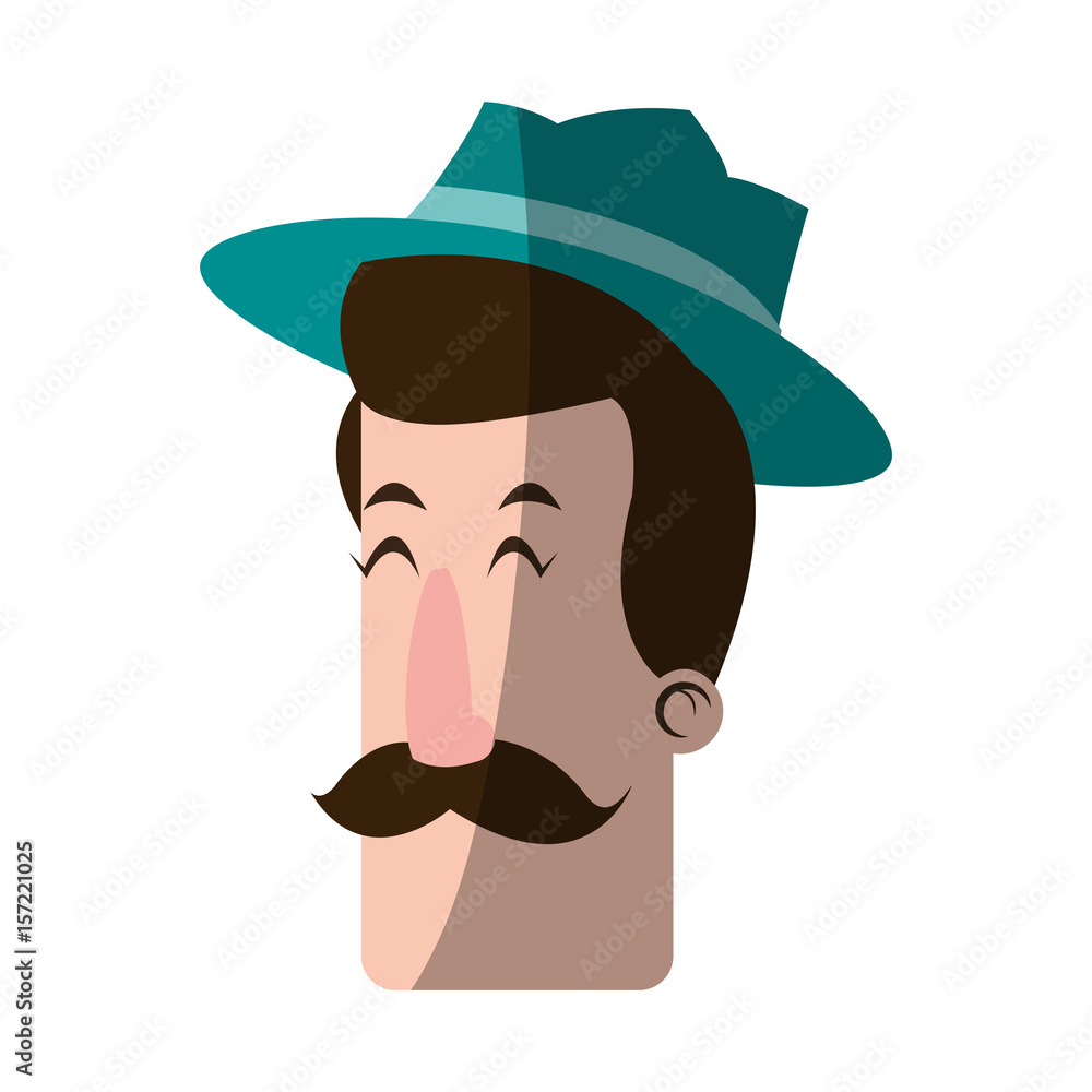 man wearing hat with hipster style character  icon image vector illustration design 