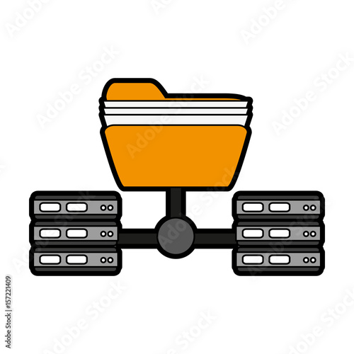 file folder with server web hosting related icon image vector illustration design 