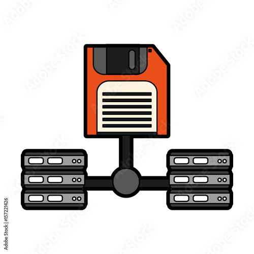 diskette with server web hosting related icon image vector illustration design 