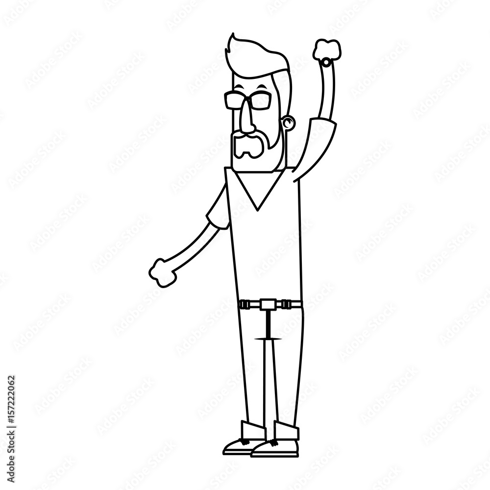Obraz premium manwith full beard and glasses icon image vector illustration design 