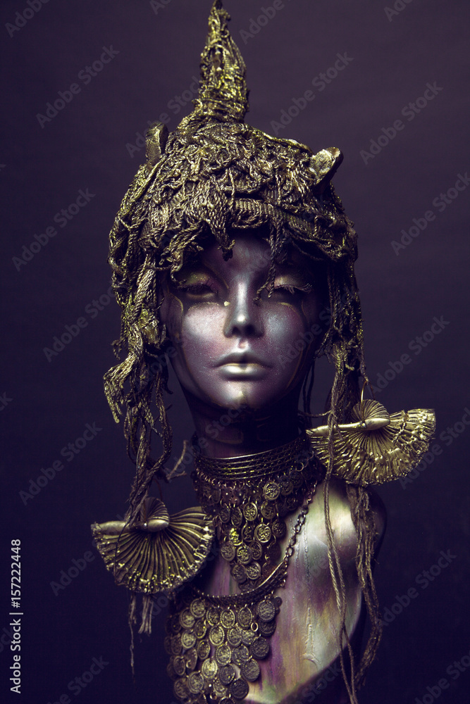 Female Mannequin in metal headwear Female Mannequin in metal headwear
