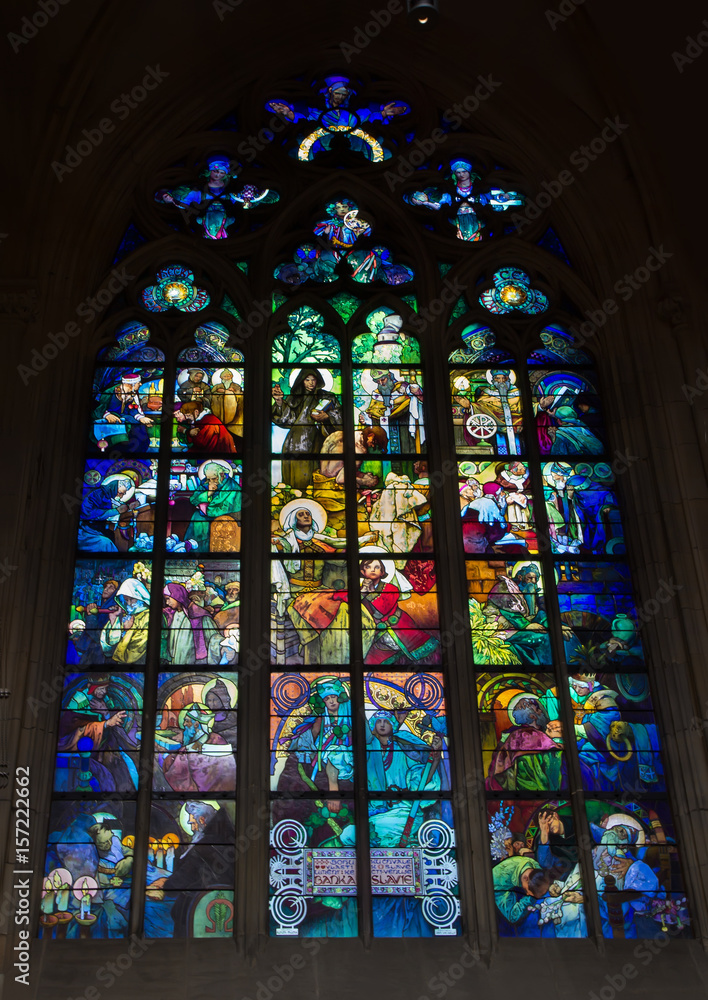 Alphonse Mucha stained glass in St. Vitus Cathedral, Prague