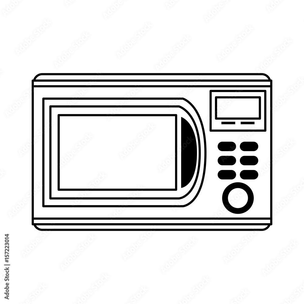 microwave oven home electronic appliance icon image vector illustration design  single black line