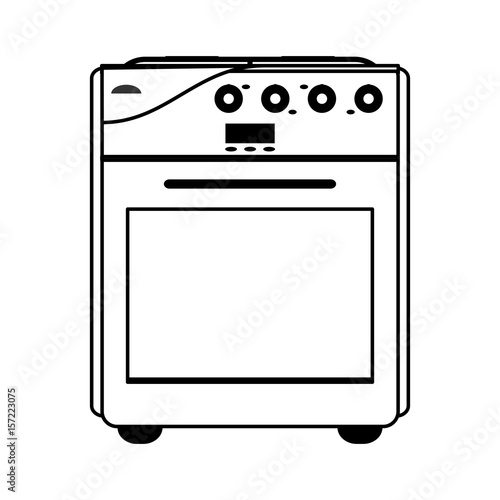oven stove home electronic appliance icon image vector illustration design single black line