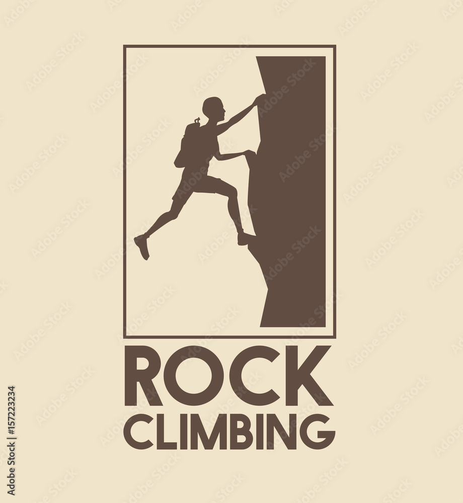 poster logo silhouette man climbing on a rock mountain vector illustration poster logo silhouette man climbing on a rock mountain vector illustration