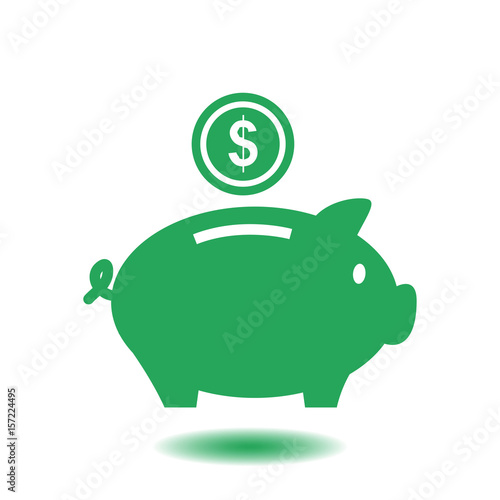 Piggy bank icon. Pictograph of moneybox. Flat design.