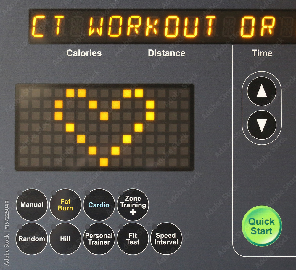 digital display screen control exercise bike. Stock Photo Adobe