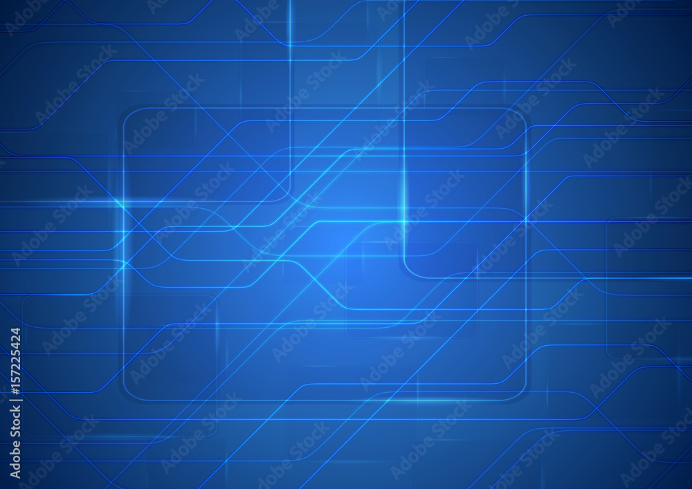 Tech sci-fi abstract blue circuit board background