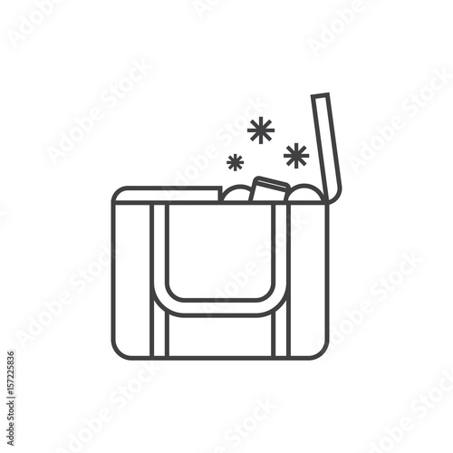 Portative beach freezer bag outline design icon. Picnic cooling lunch box vector illustration isolated on white background. Small freezer-bag in in thin line style.