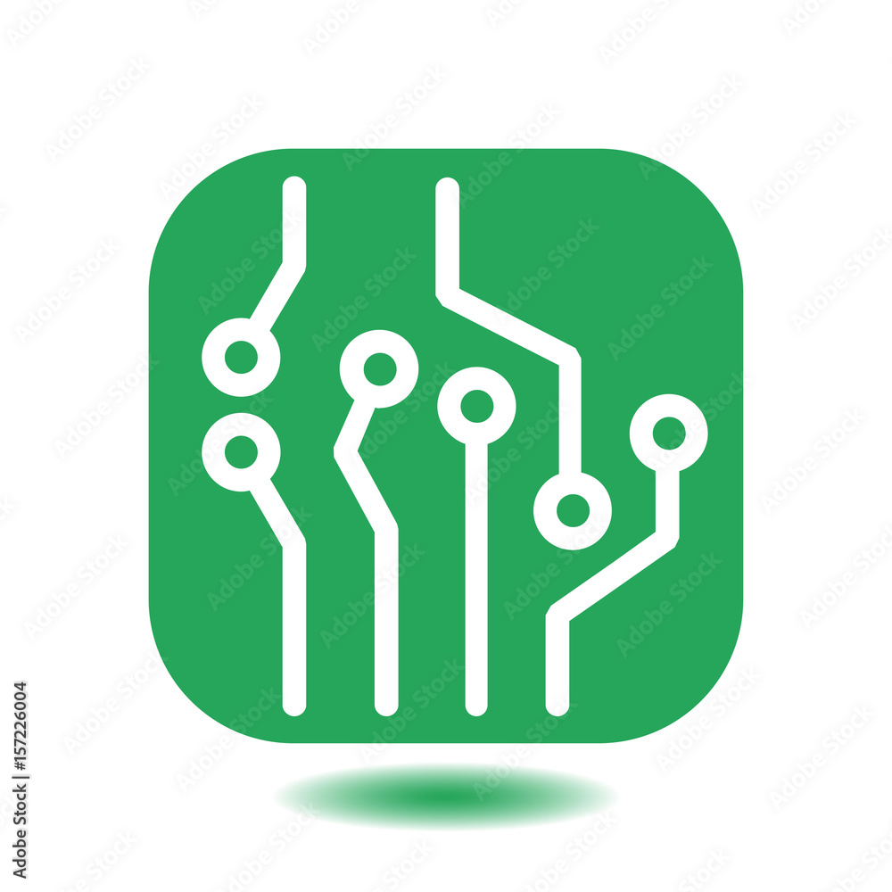 Circuit board icon. Technology scheme square symbol. Flat design style. Circuit board icon. Technology scheme square symbol. Flat design style.