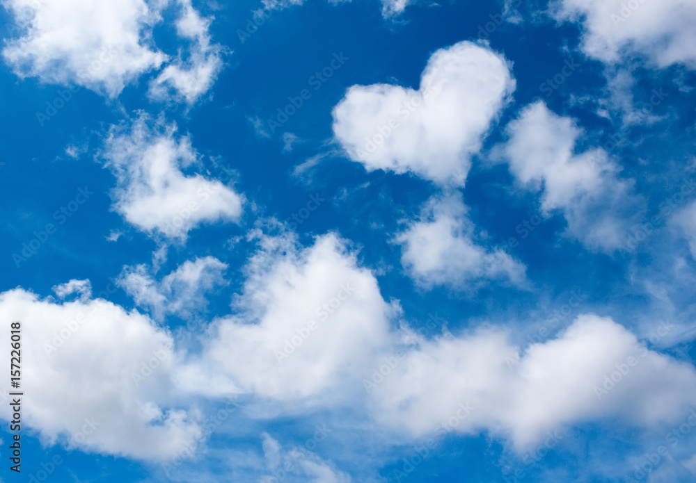 heart white cloud on blue sky background. weather or love abstract symbol  Stock Photo | Adobe Stock