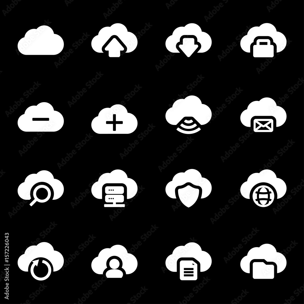 Vector white cloud icons set Vector white cloud icons set