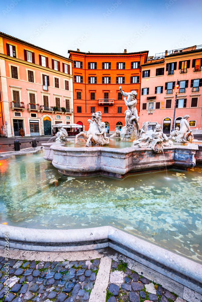 Rome, Italy - Piazza Navona and Neptune Fountain