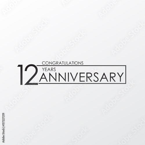 black color elegant and simple 12 years anniversary. lines vector design for family, shop, business, company, or various event Print
