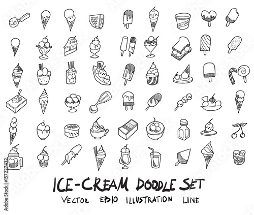 Doodle sketch ice cream icons Illustration vector eps10