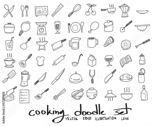 Doodle sketch cooking icons Illustration vector eps10
