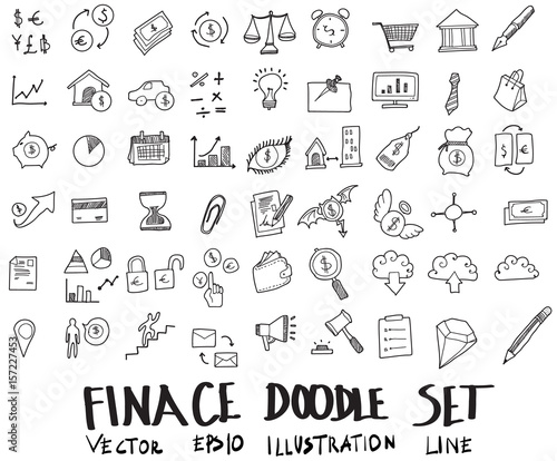 Doodle sketch finance icons Illustration vector eps10