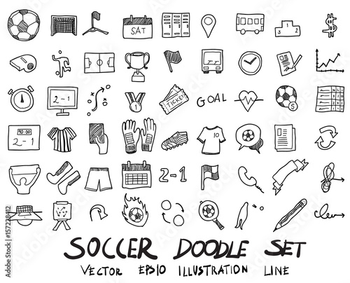 soccer doodle sketch vector ink eps10