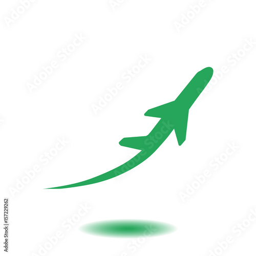 Airplane flight tickets air fly travel takeoff silhouette element. Plane symbol. Travel icon. Flat design.