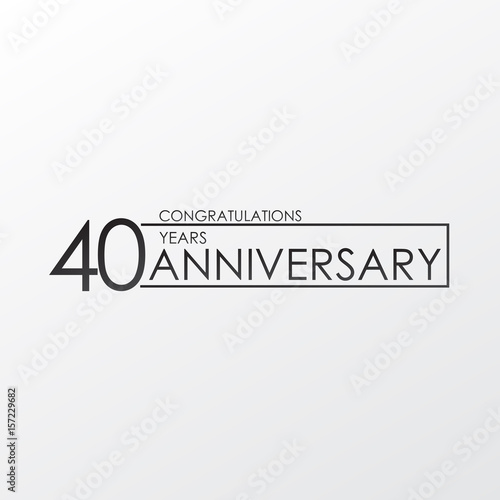 black color elegant and simple 40 years anniversary. lines vector design for family, shop, business, company, or various event Print