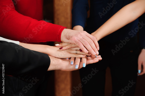Business Team Stack Hands Support Concept
