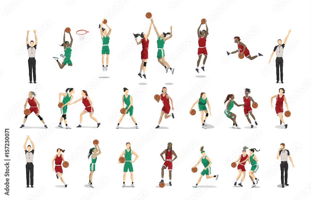 Basketball players set.