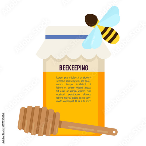 Beekeeping vector concept with different  items. Modern flat style vector.