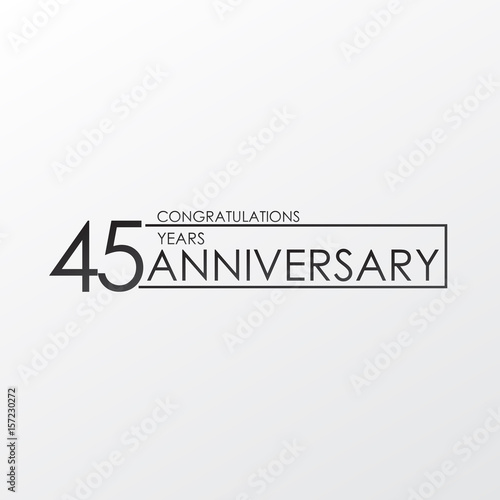 black color elegant and simple 45 years anniversary. lines vector design for family, shop, business, company, or various event Print