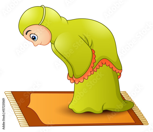 Muslim girl cartoon praying