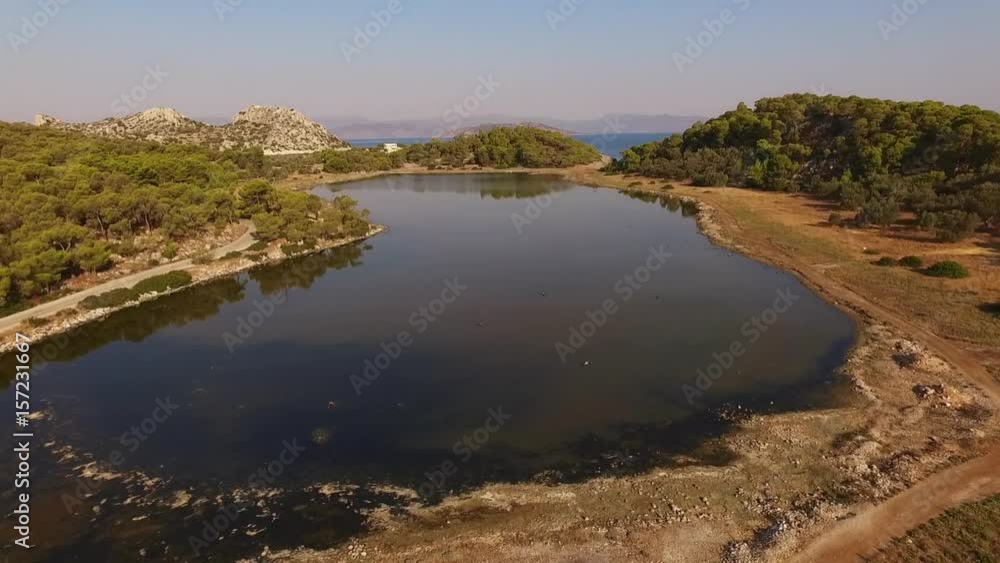 Aerial drone video of Agistri island, Saronic gulf, Greece Aerial drone video of Agistri island, Saronic gulf, Greece