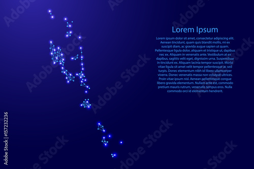 Map of Vanuatu from polygonal blue lines and glowing stars vector illustration © elenvd