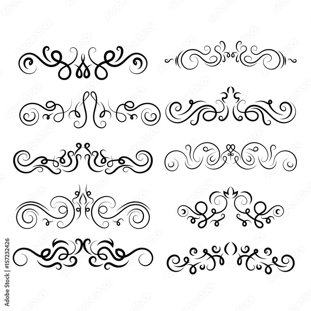 Calligraphic set design elements eps 10 vector