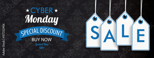 Cyber Monday Header Ornaments Price Stickers Sale