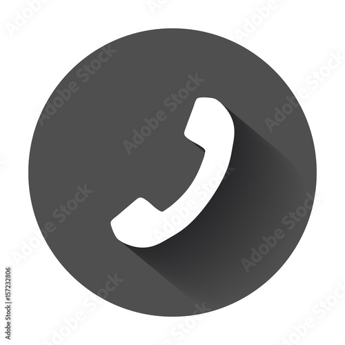 Phone icon in flat style. Vector illustration with long shadow.
