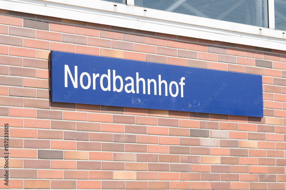 Berlin, Germany - May 19, 2017: Nordbahnhof S-Bahn station sign. The S-Bahn is rapid transit railway system covering 15 lines on a 330 kilometre long regional network with 170 train stations