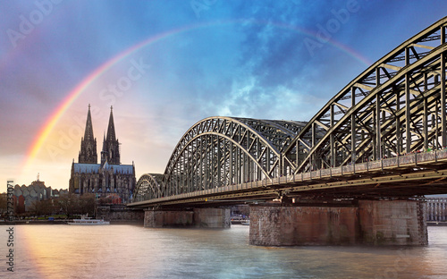 Cologne with rainbow, Germany photo