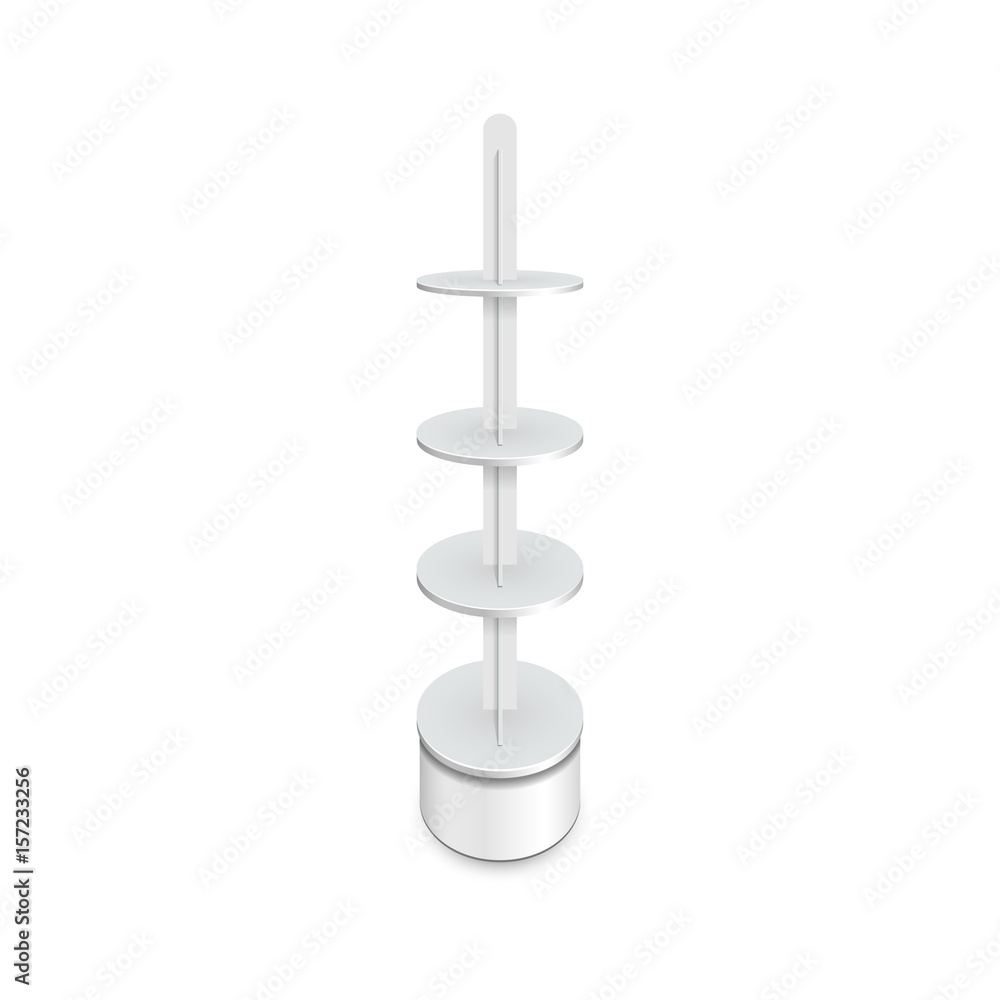 Round cardboard rack for supermarket. Illustration isolated on white background Round cardboard rack for supermarket. Illustration isolated on white background