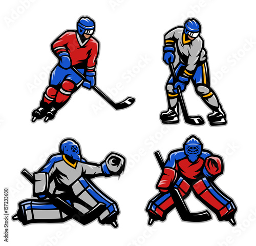Hockey players and goalkeepers set.