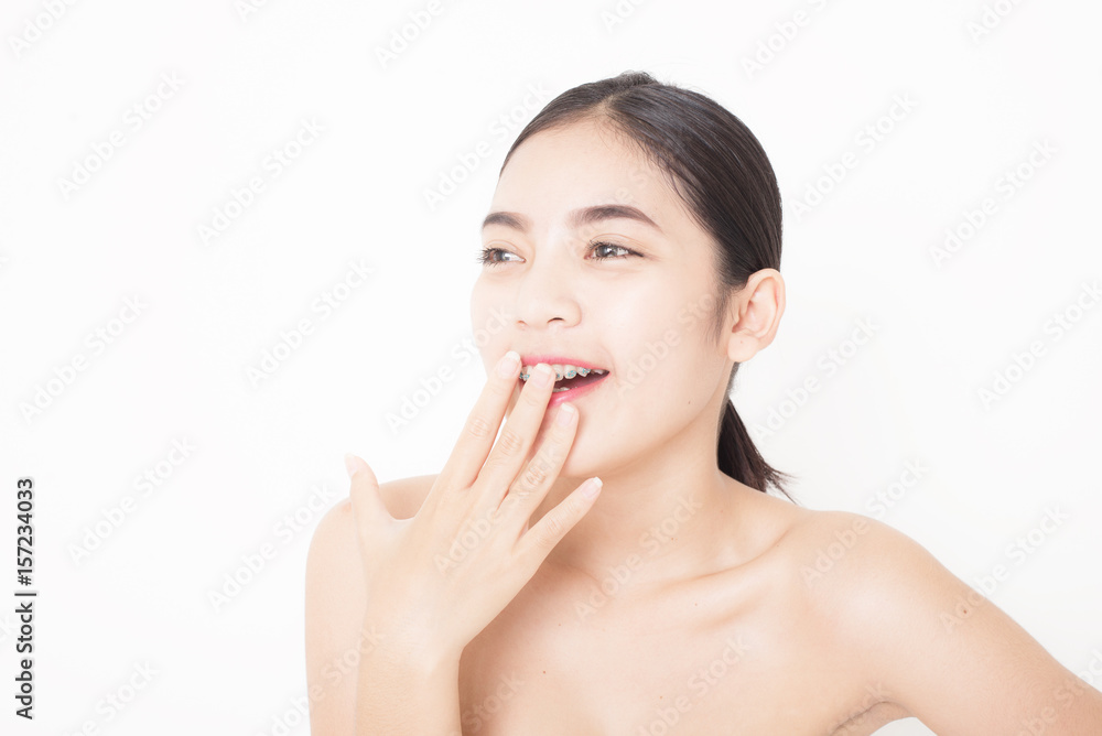 Portrait Asian woman in beauty concept isolated on white background. Portrait Asian woman in beauty concept isolated on white background.
