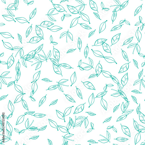Seamless pattern of leaves. Natural background. Vector illustration