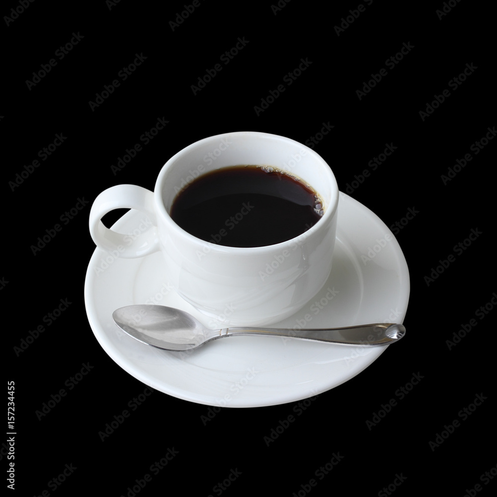 cup of coffee isolated on black background